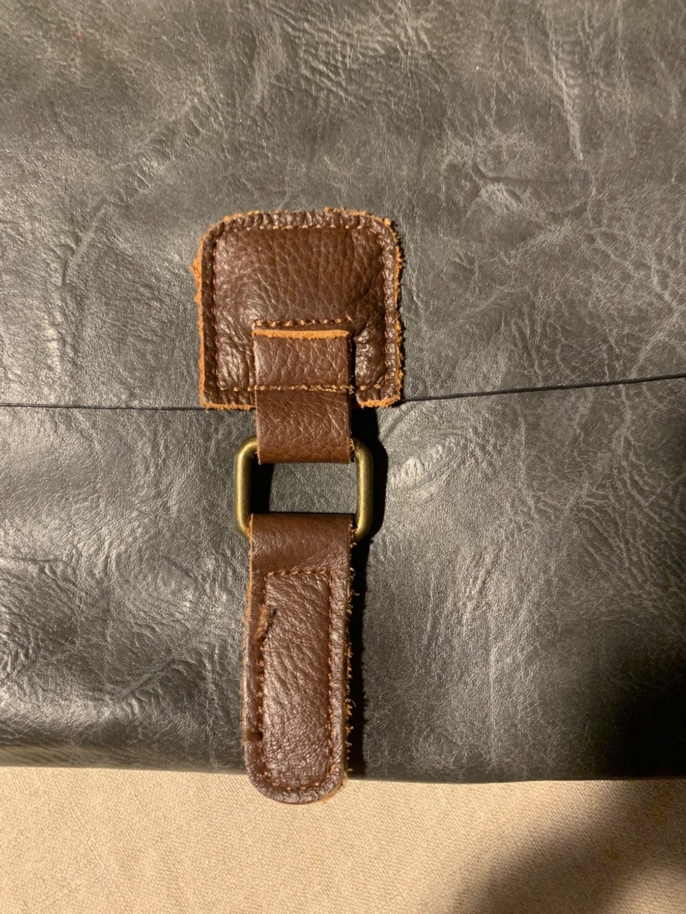 Paolo Bags Gray Foldover Messenger Crossbody Vegan Leather Adjustable Strap - Picture 9 of 11